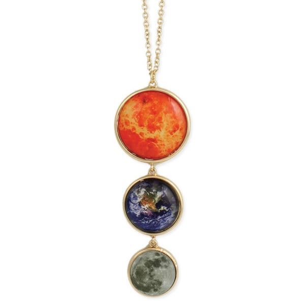 ZAD Total Eclipse Sun, Moon & Earth Pendant Necklace